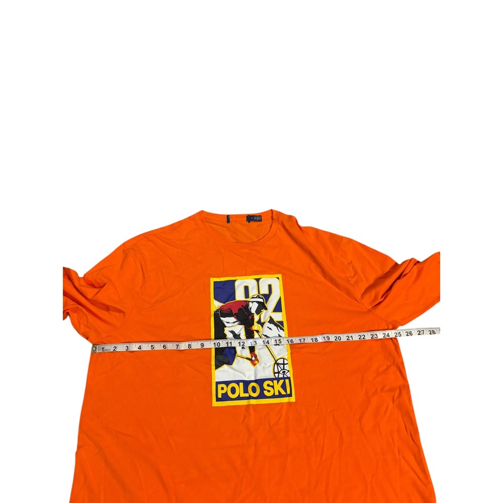 Polo Ralph Lauren Mens Orange Polo Ski 92 Graphic Long Sleeve‎ T-Shirt Size M - Picture 8 of 10